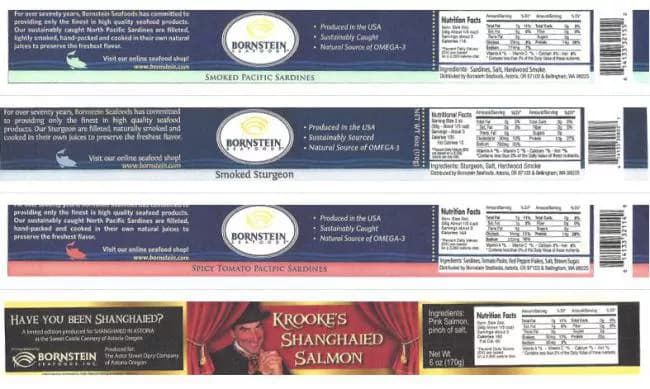 Voluntary Recall Of Canned Seafood By Bornstein Inc.